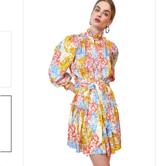 NWT Hunter Bell Blakely Dress Flower Patchwork Silk Medium - Picture 1 of 15